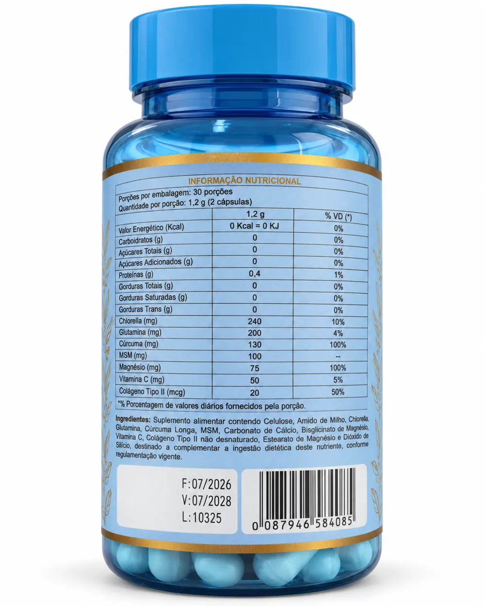 Tabela nutricional impressa no rótulo de 7 em 1